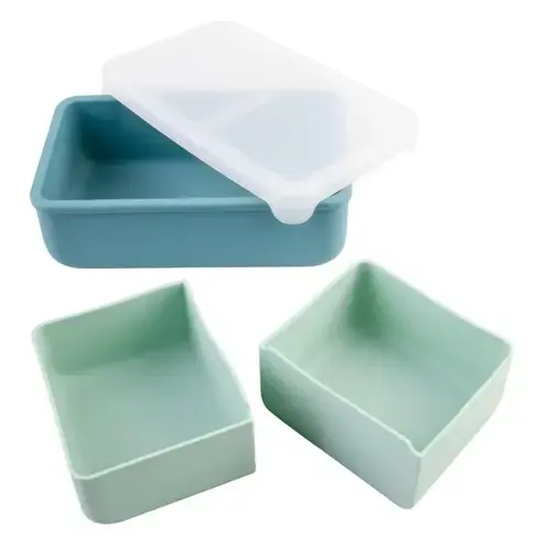 Cutie pranz bento cu compartimente detasabile MELII Cactus, 1300ml, Albastru/Verde