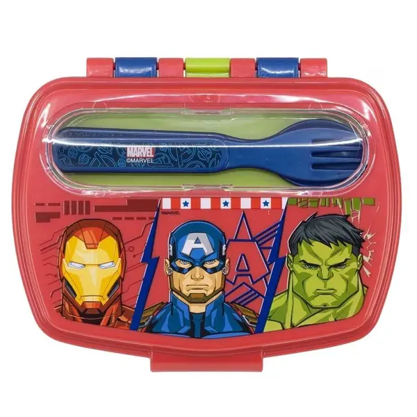 Cutie sandvis cu tacamuri, fara BPA, multicolor, 17x14x6 cm, Invincible Force, Avengers Engros