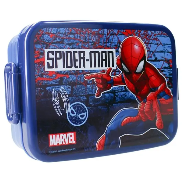 Cutie sandwich multicolor, fara BPA, cu garnitura si inchidere ermetica, 16x13x5 cm, Spiderman Engros