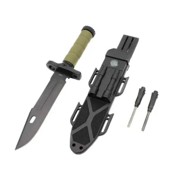 Cutit cu amnar si ascutitor , 32 cm DEPOX , teaca multifunctionala, verde military
