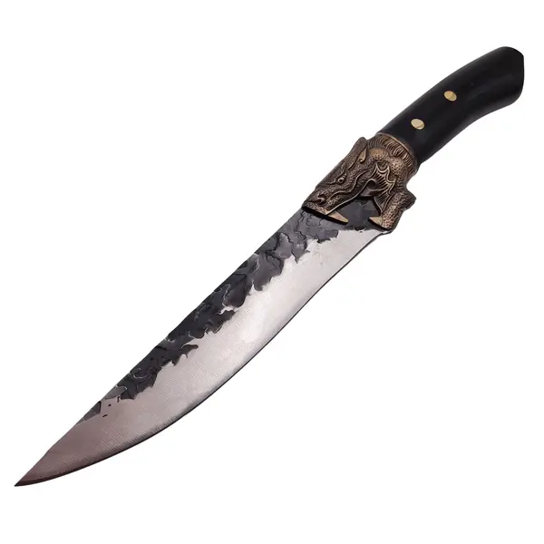 Cutit de bucatarie DEPOX , Dragon Breath, otel inoxidabil, maner lemn, 33 cm, negru