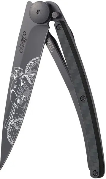 Cuțit de buzunar Deejo Carbon Fiber - Café Racer, 37 g