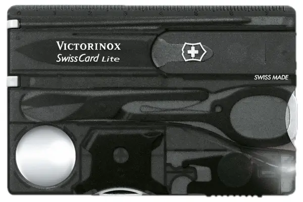 Cuțit de buzunar elvețian Victorinox - SwissCard Lite, 13 functii, negru