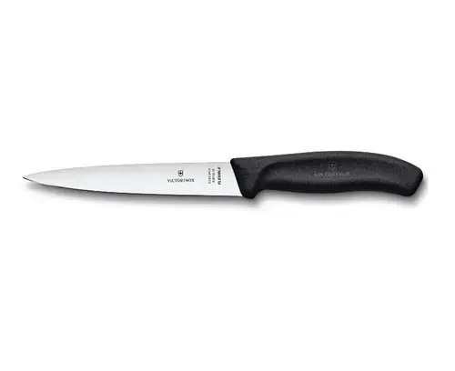 Cutit de filetat Victorinox Swiss Classic, lama flexibila 16 cm, varf ascutit, maner negru plastic (Negru)