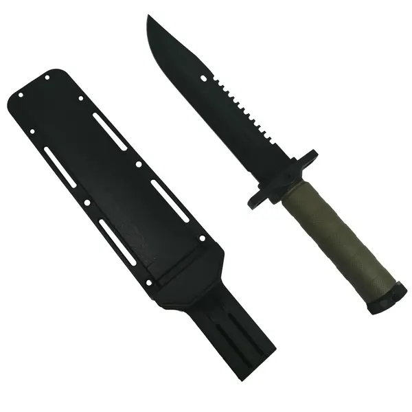 Cutit de vanatoare DEPOX , Jungle Helper, negru, 34.5 cm, teaca inclusa