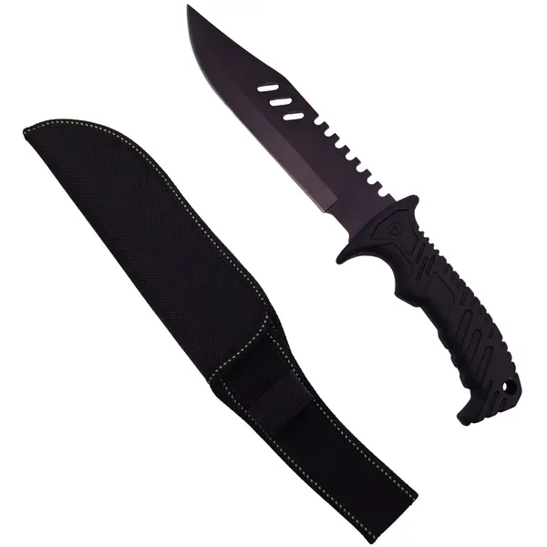 Cutit de vanatoare DEPOX , Tactical Rambo, 32 cm, negru, teaca inclusa