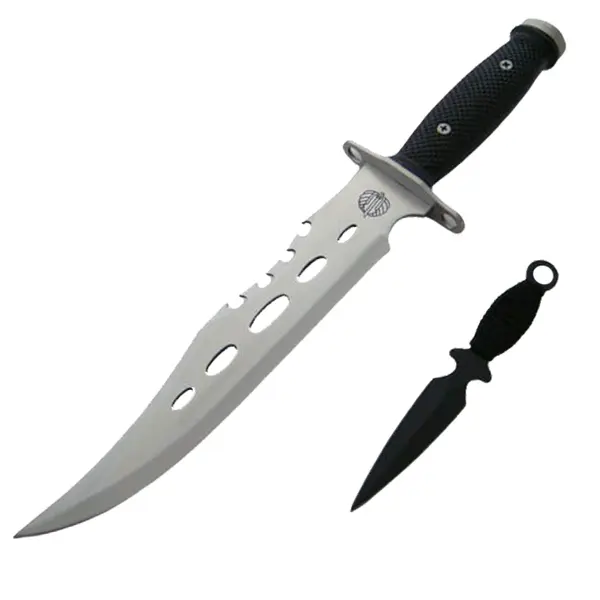 Cutit de vanatoare DEPOX , Unity Blade, 36 cm, argintiu, teaca piele inclusa