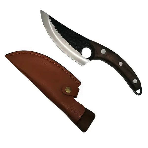 Cutit japonez lucrat manual DEPOX , otel inoxidabil, 27.5 cm, teaca inclusa, Negru