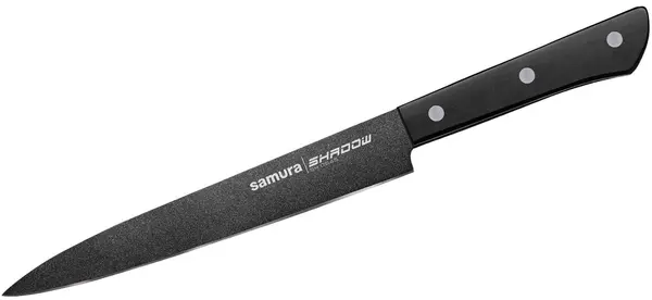 Cuțit pentru feliat felii Samura - Shadow, 19.6 cm, acoperire neaderentă neagră