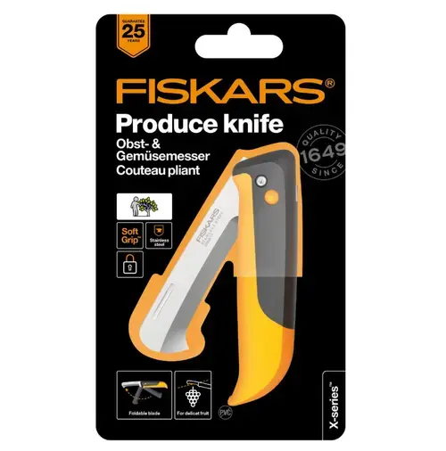 Cutit pentru recoltare pliabil Fiskars K80, 178 x 266 mm (Portocaliu/Negru)