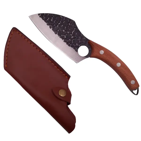 Cutit-satar, japonez, DEPOX , forjat manual, full tang 27 cm, otel inoxidabil, maner lemn, husa piele