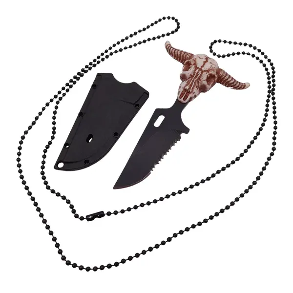 Cutit tactic de vanatoare DEPOX , Death Spike, 9.5 cm, negru, teaca cu lant inclusa