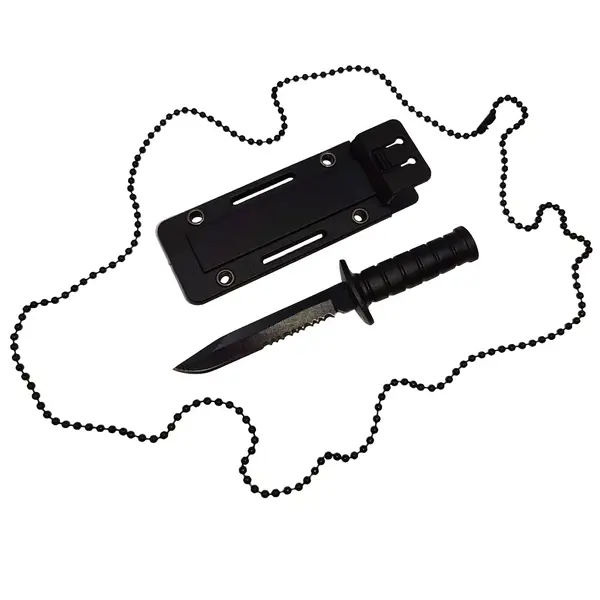 Cutit tactic de vanatoare DEPOX , Military Specialist, 10 cm, teaca cu lant inclusa, negru