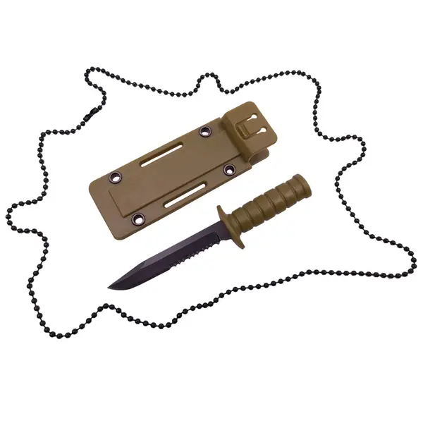 Cutit tactic de vanatoare DEPOX , Military Specialist, 10 cm, teaca cu lant inclusa, kaki