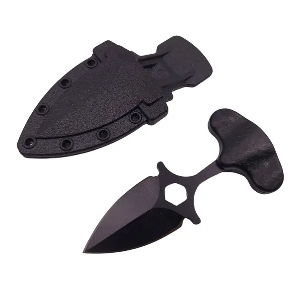 Cutit tactic de vanatoare DEPOX , Spear Trap, 8 cm, negru, teaca cu prindere curea