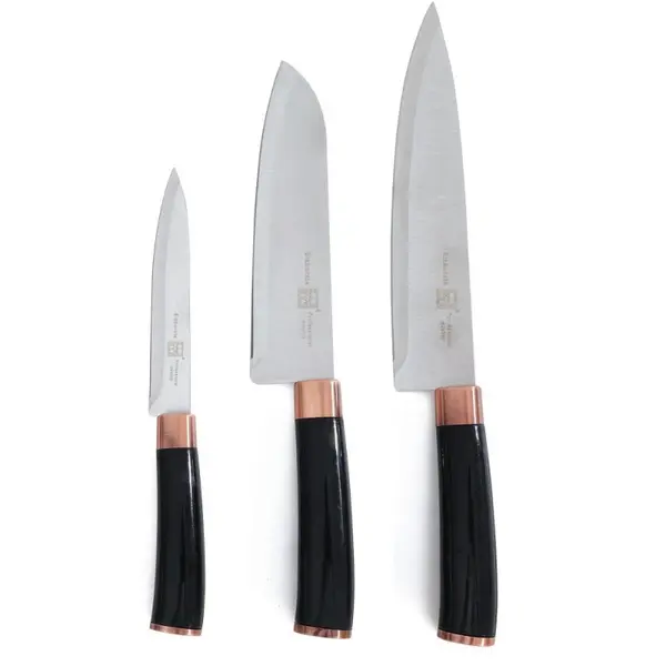 Cutite Bucatarie, Otel Inoxidabil, Maner Plastic, 3 Bucati, Grunberg