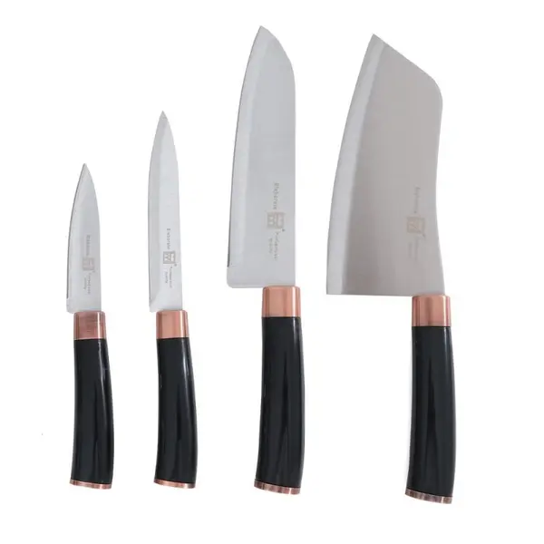 Cutite Bucatarie, Otel Inoxidabil, Maner Plastic, 4 Bucati, Grunberg