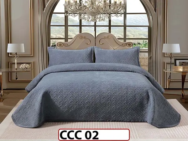 Cuvertura pat dublu, 3 piese, Catifea Luxury Matlasata, CCC02