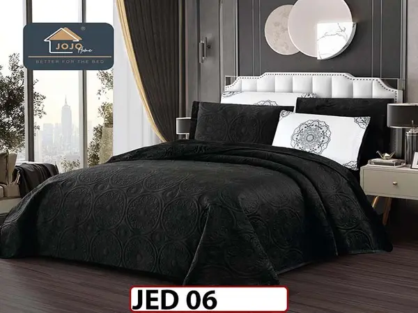 Cuvertura pat dublu, 5 piese, Catifea Luxury Matlasata, JED 06