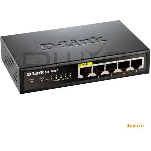D-Link D-Link, Switch Desktop 5 porturi 10/100, 1 port PoE 802.3af