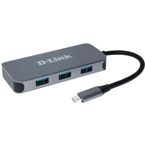 D-Link Statie de andocare D-Link 6-IN-1, DUB-2335 si replicatoare de porturi pentru calculatoare portabile prin cablu USB tip-C, Gri