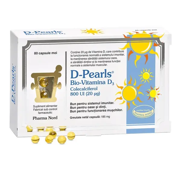 D-Pearls Bio-Vitamina D3, 80 capsule, Pharma Nord