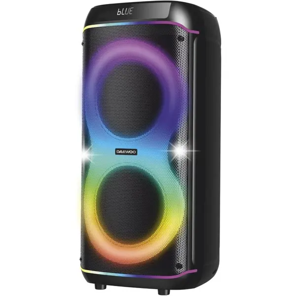 Daewoo Boxa Portabila Daewoo DPS80, 80W RMS, redare USB si card, telecomanda, microfon wireless, lumini LED, mod karaoke, conectare wireless, Negru