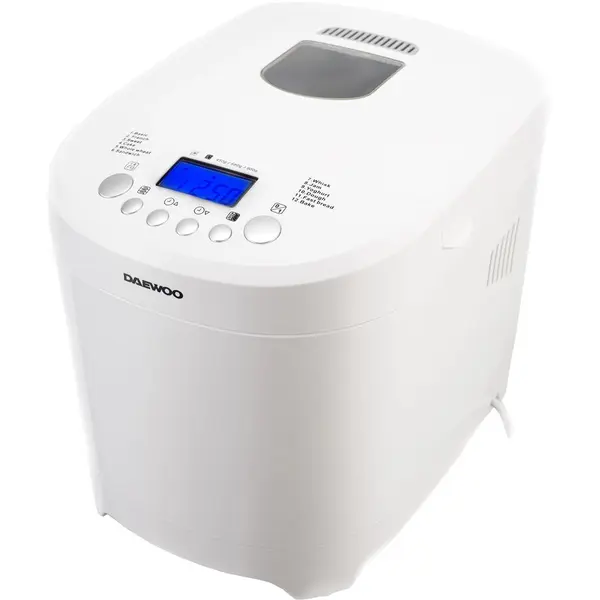 Daewoo Masina de paine Daewoo DBM600W, 600 W, 900 g, 2 nivele de rumenire, 12 programe, Timer, Alb
