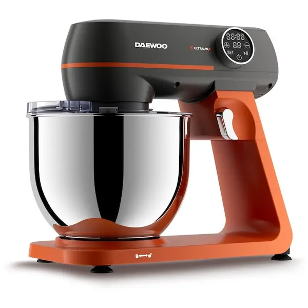 Daewoo Mixer cu bol Daewoo DHM1000, putere 1000 W, 10 trepte de viteza, capacitate bol inox 7 litri, display LED, tel, carlig framantare, palete amestecare din silicon