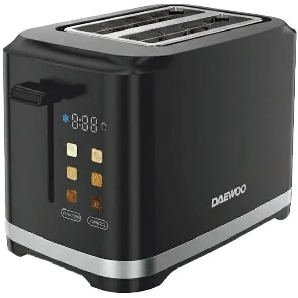 Daewoo Prajitor de paine Daewoo DBTCT80B, 800 W, display LED, functie reincalzire, functie decongelare, tavita pentru firimituri, control electronic rumenire, carcasa Cool Touch, Negru