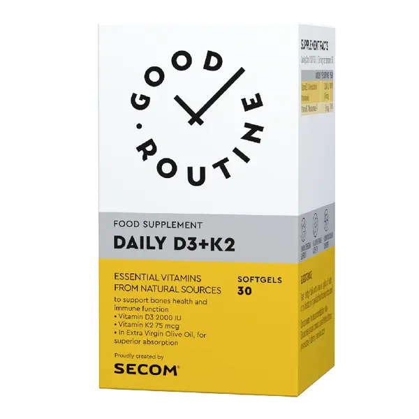 Daily D3+K2 Good Routine, 30 capsule moi, Secom