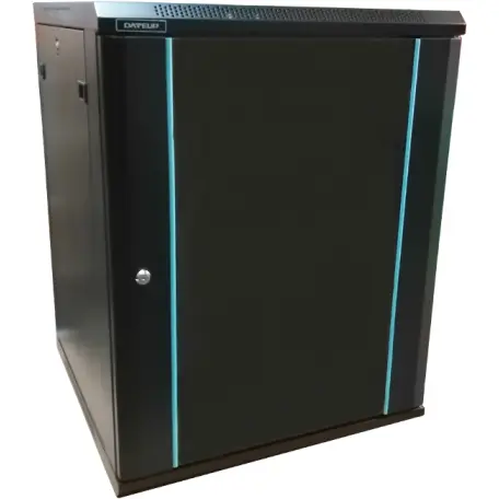 Dateup Cabinet metalic DATEUP MP.6615.9001 15U, Wall mount, 600 x 600, Glass door, Panouri laterale detasabile, Negru