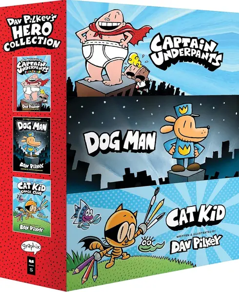 Dav Pilkey's Hero Collection: 3-Book Boxed Set (Captain Underpants, Vol. 1, Dog Man, Vol. 1, Cat Kid Comic Club, Vol. 1)