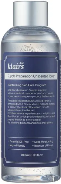 Dear Klairs Supple Preparation Toner facial, fără miros, 180 ml