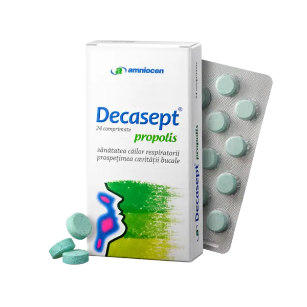 Decasept propolis, 24 comprimate, Amniocen