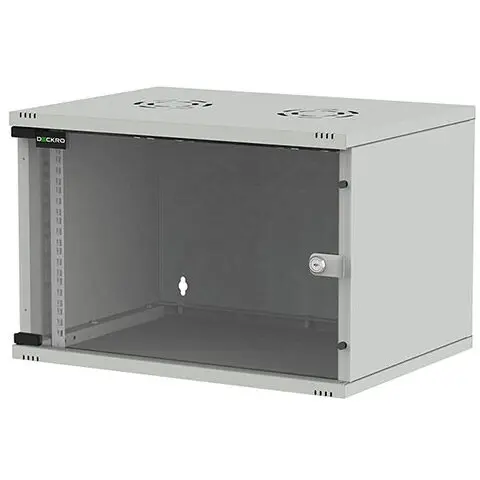 Deckro Cabinet Metalic Rack 19'' 9U 540x400, de perete, dezasamblat, usa fata sticla, gri, capacitate 30kg, seria D-SOHO BASIC, DECKRO