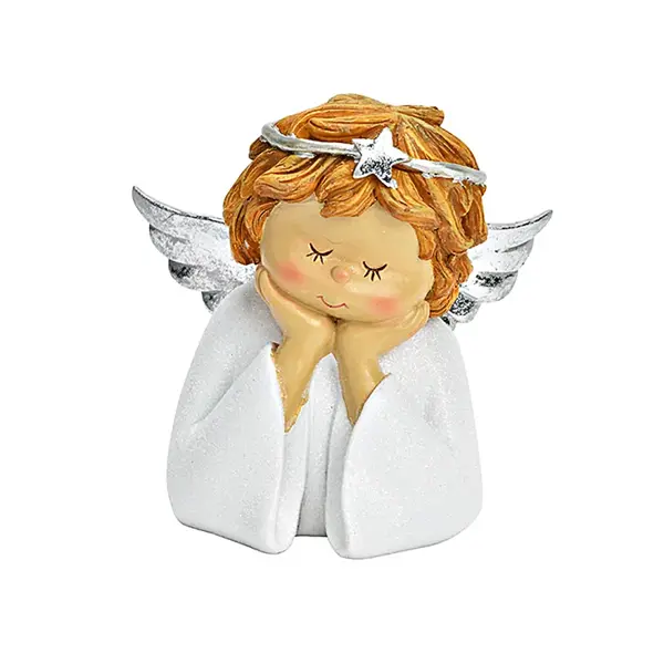 Decoratiune Cap de inger alb 15 cm