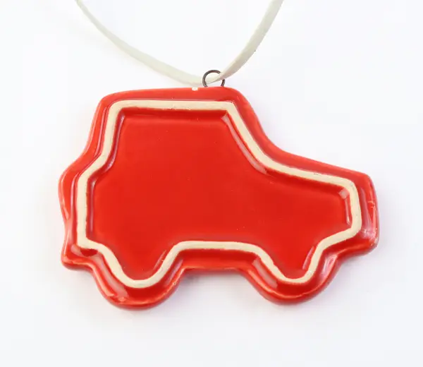 Decoratiune Craciun - Ceramic Car on String, red 7x5cm | Drescher