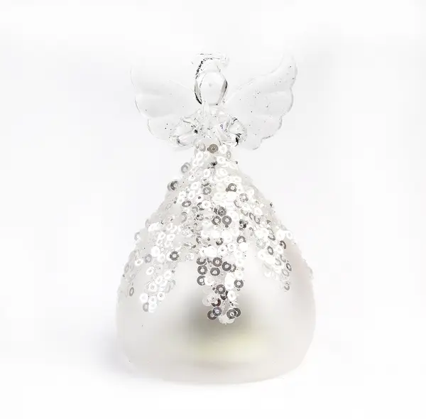 Decoratiune Craciun - Glass Angel with Light, sequin | Everbright Gifts