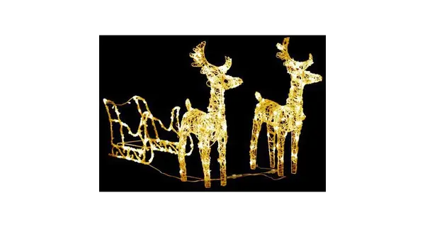 Decoratiune de Craciun reni si sanie 160 leduri 130 cm acrilic