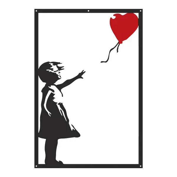 Decoratiune de perete din metal, Balezo, Negru, 0.2x35x50 cm