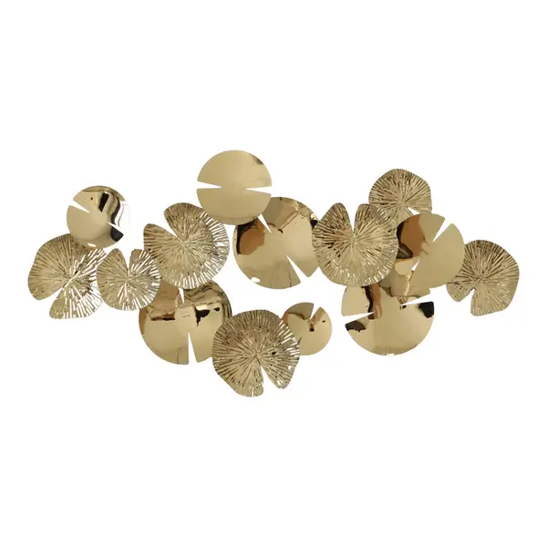 Decoratiune de perete din metal Lily, Auriu, 130x64x6 cm