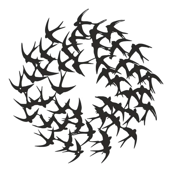 Decoratiune de perete din metal, Swarm, Negru, 0.2x50x50 cm