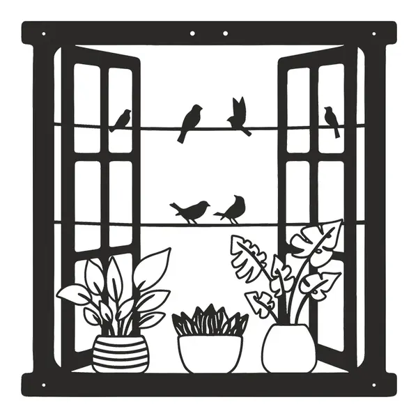 Decoratiune de perete din metal, Windo, Negru, 0.2x50x50 cm