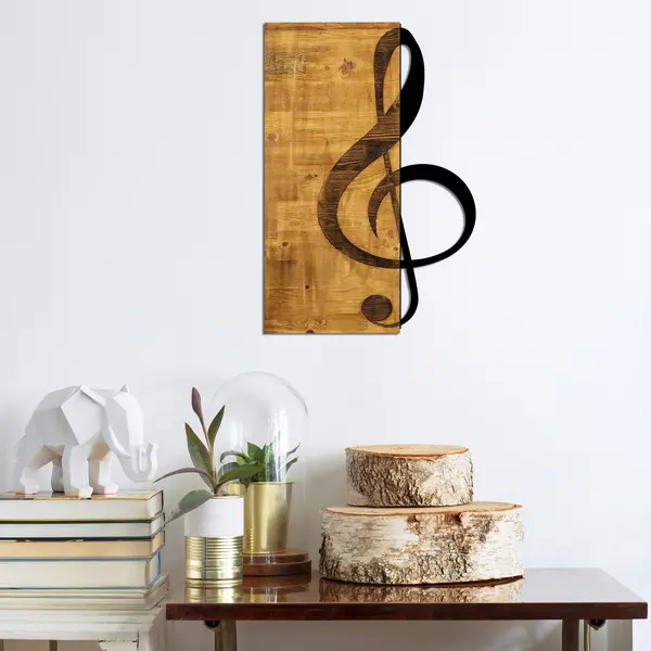 Decoratiune de perete lemn Skyler, Nuc, 58x39 cm