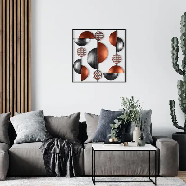Decoratiune de perete Metal Aurora, Multicolor, 55x55 cm
