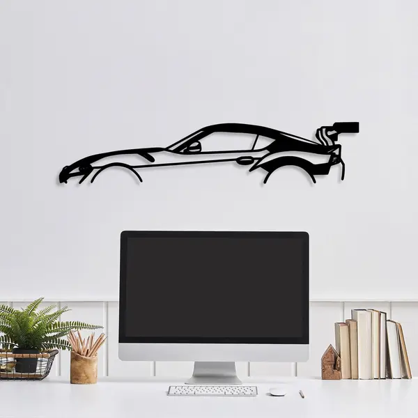 Decoratiune de perete Metal Dodge Viper Silhouette, Negru, 14x70 cm