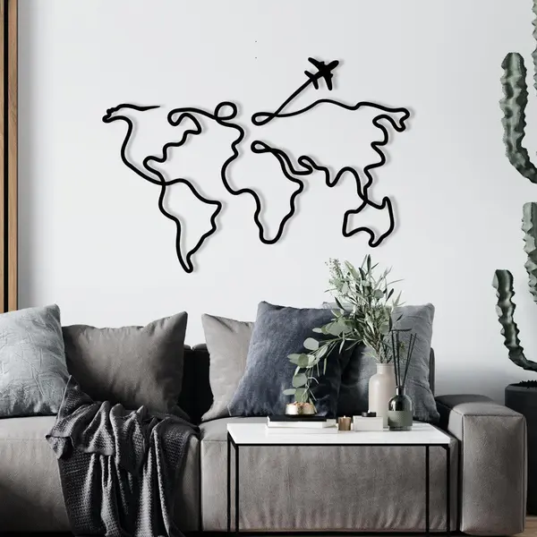 Decoratiune de perete Metal Mozzafiato, Negru, 42x60 cm
