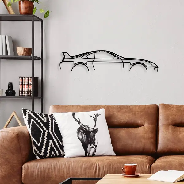 Decoratiune de perete Metal Toyota Supra Silhouette, Negru, 15x70 cm