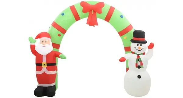 Decoratiune gonflabila Mos Craciun si om de zapada, LED, 223 cm